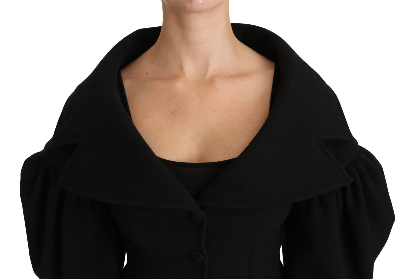 Dolce & Gabbana Black Formal Coat Virgin Wool Jacket