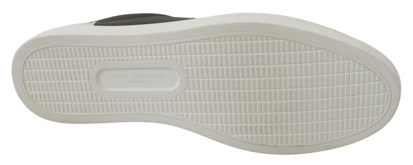 Dolce & Gabbana White Green Leather Low Top Sneakers Shoes