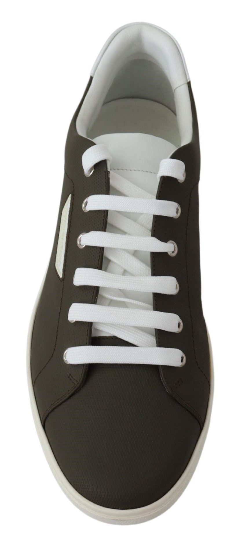 Dolce & Gabbana White Green Leather Low Top Sneakers Shoes