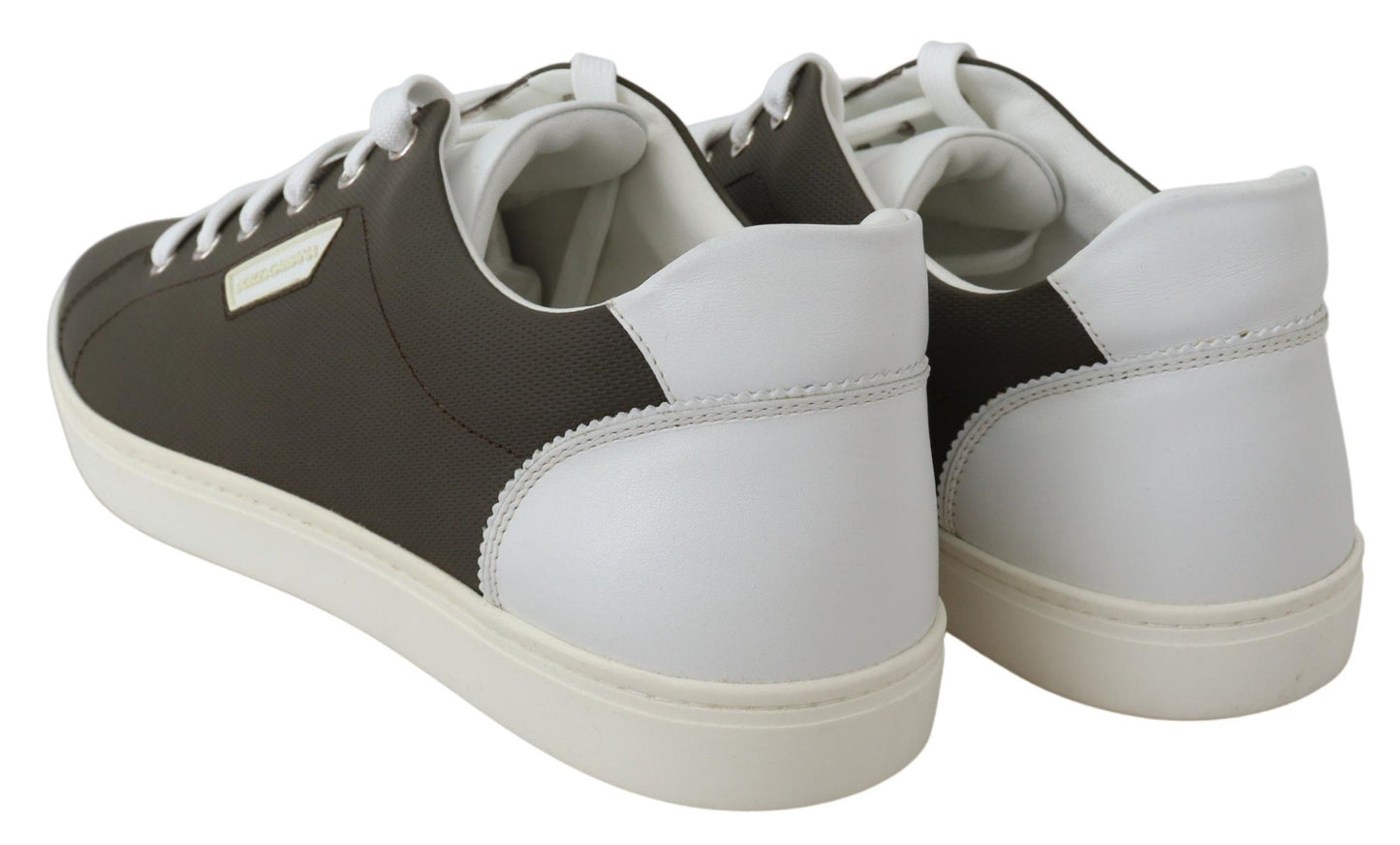 Dolce & Gabbana White Green Leather Low Top Sneakers Shoes