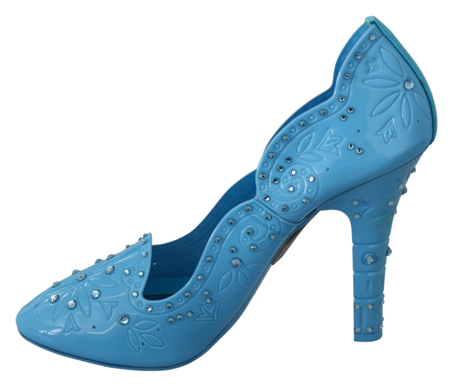 Dolce & Gabbana Blue Crystal Floral CINDERELLA Heels Shoes