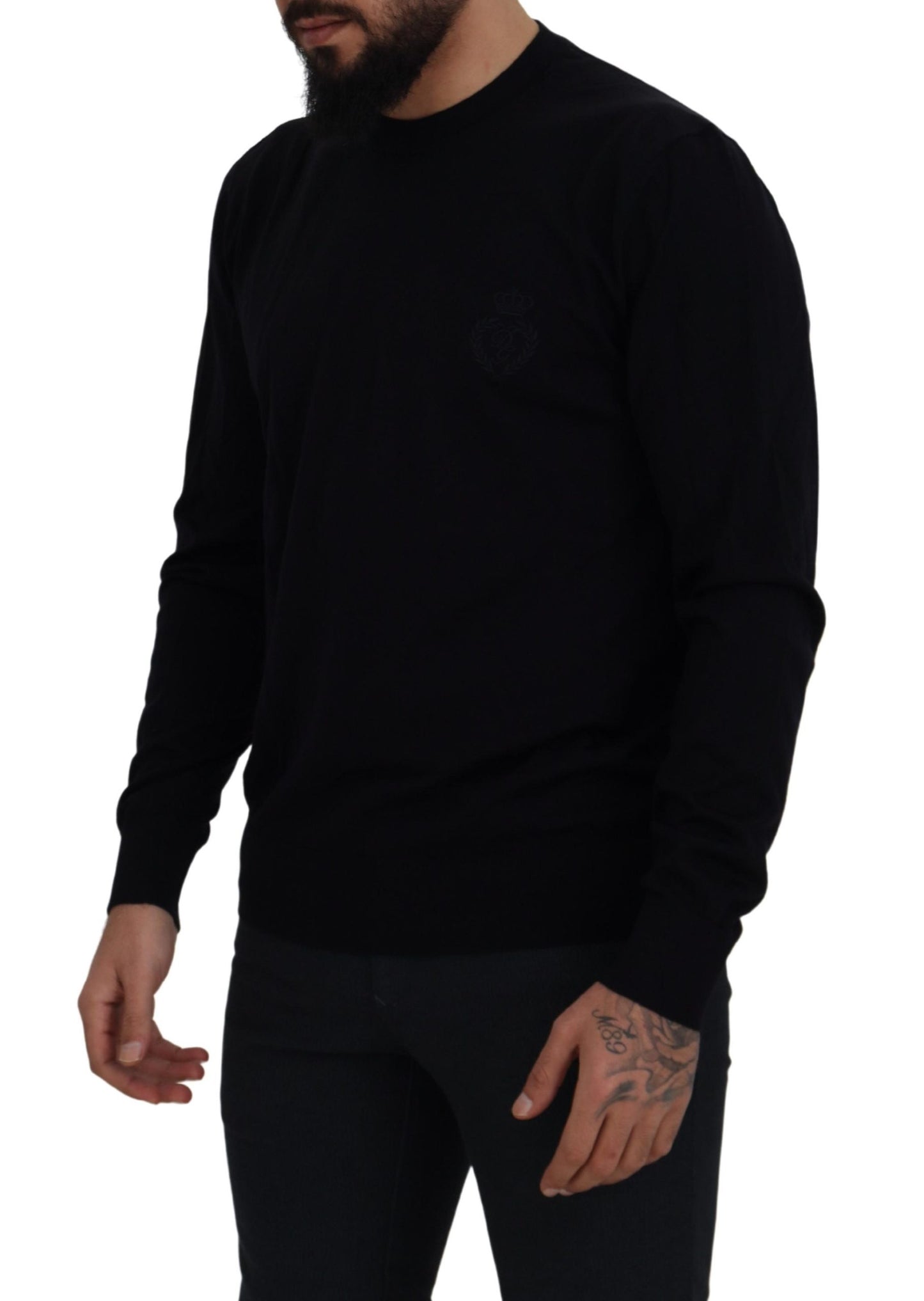 Dolce & Gabbana Black Virgin Wool Crewneck Pullover  Sweater