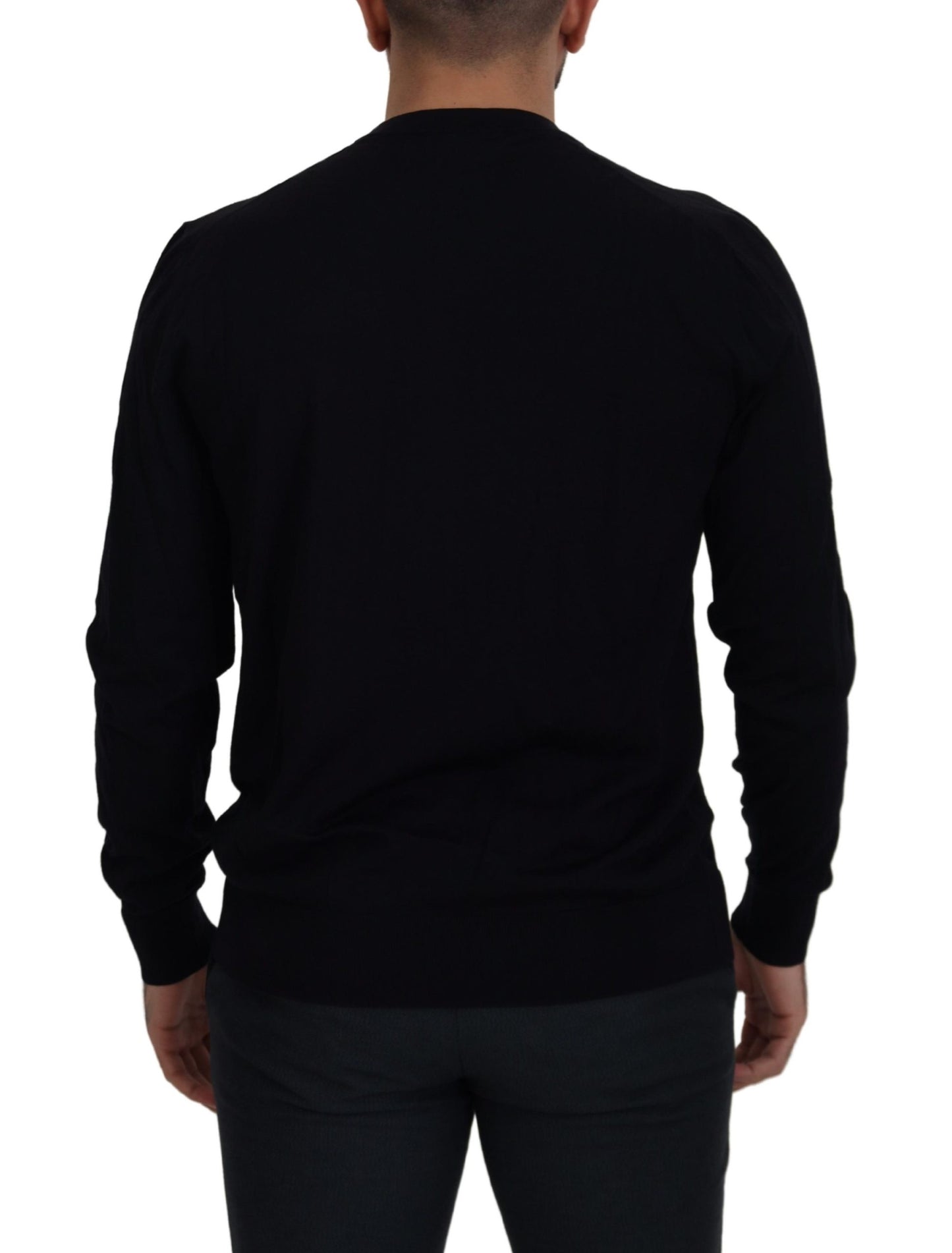 Dolce & Gabbana Black Virgin Wool Crewneck Pullover  Sweater