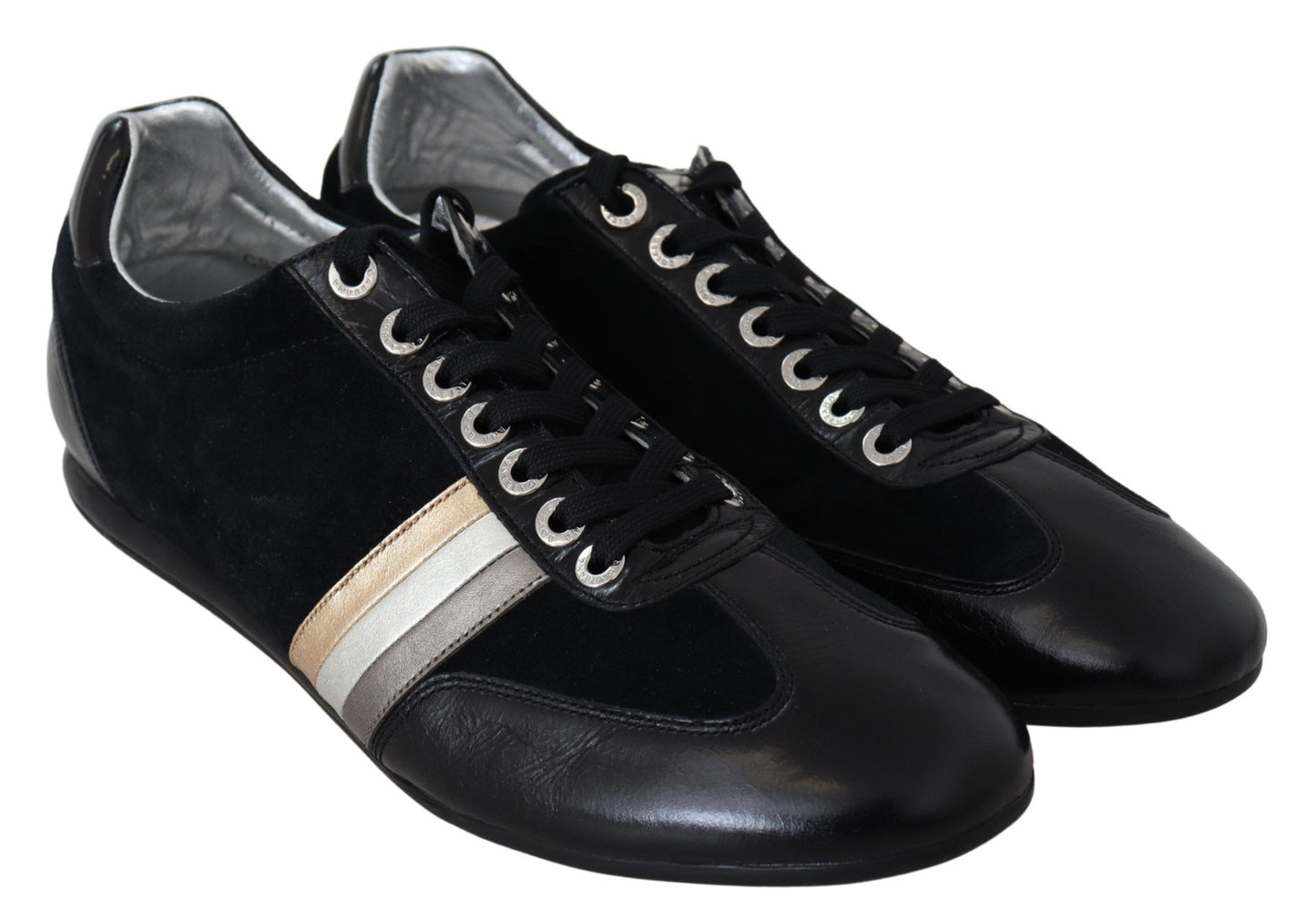 Dolce & Gabbana Black Logo Leather Casual Mens Scarpe Sneakers