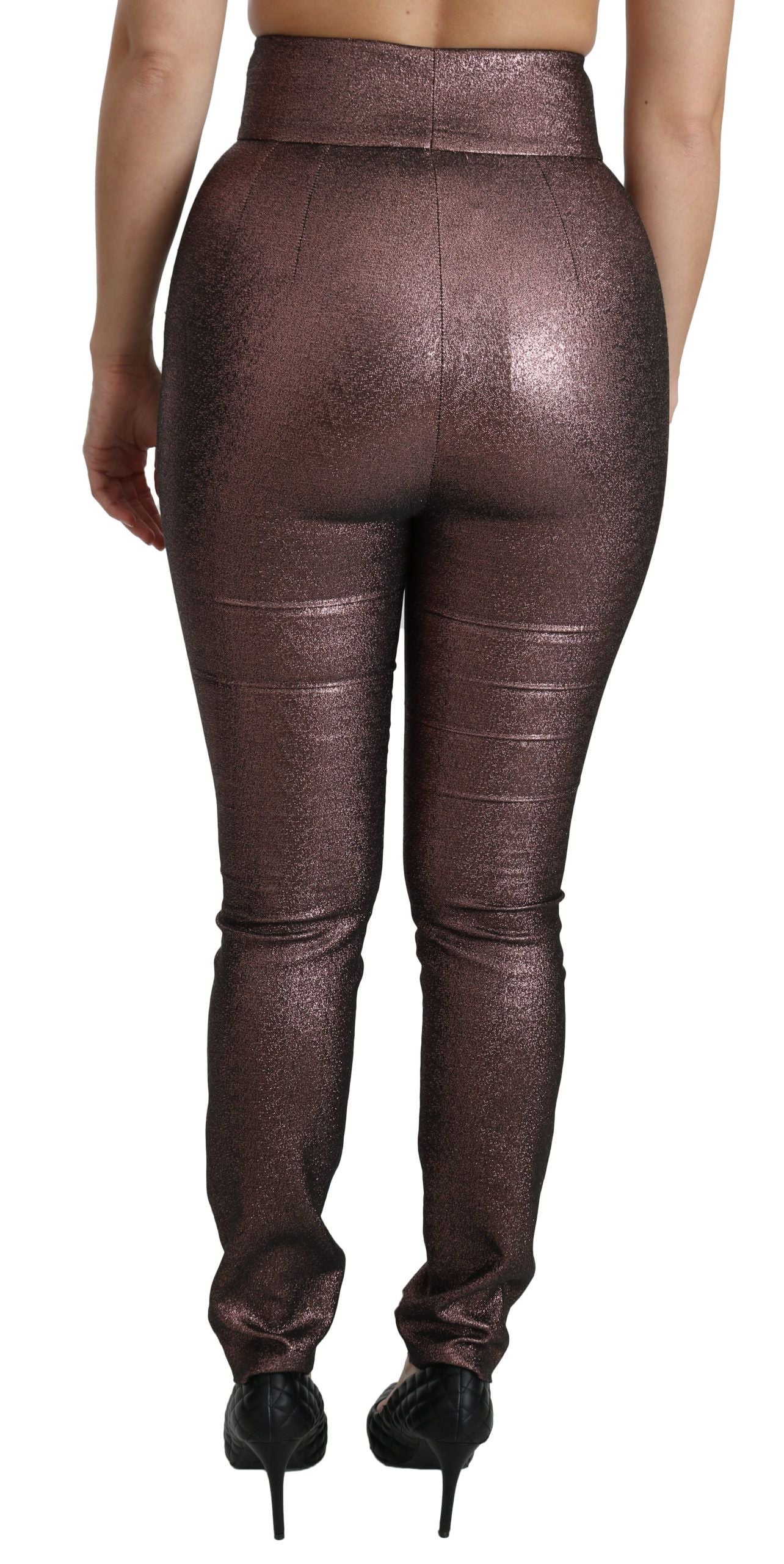 Dolce & Gabbana Purple Metallic High Waist Skinny Cotton Pants