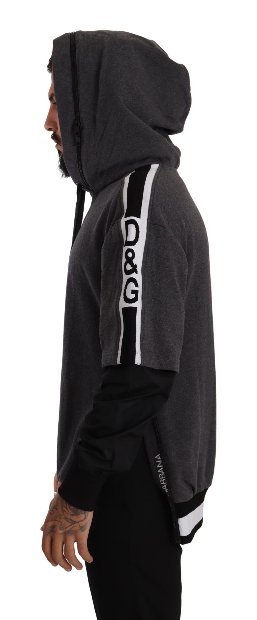 Dolce & Gabbana Gray Black Cotton Hooded #DGMILLENNIALS Sweater