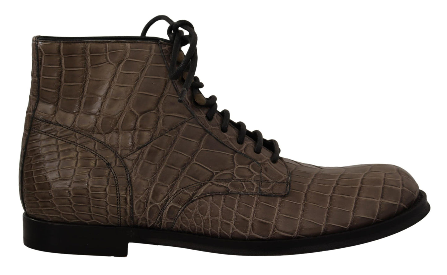 Dolce & Gabbana Gray Crocodile Leather Derby Boots