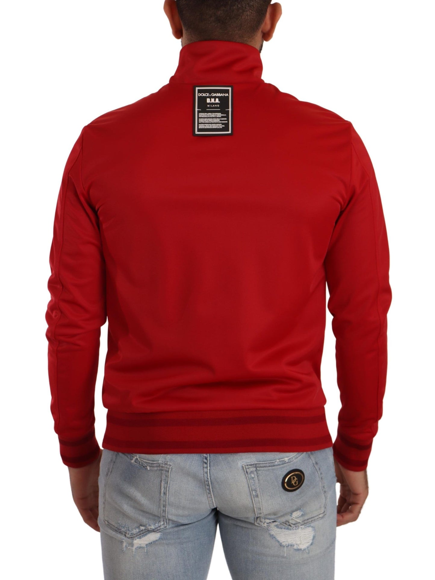 Dolce & Gabbana Red Full Zip Long Sleeve D.N.A Sport Gym Sweater