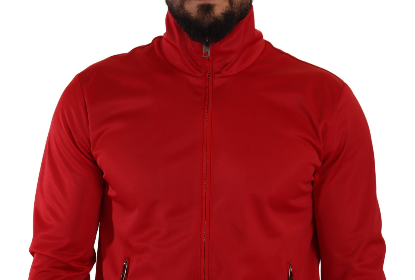 Dolce & Gabbana Red Full Zip Long Sleeve D.N.A Sport Gym Sweater