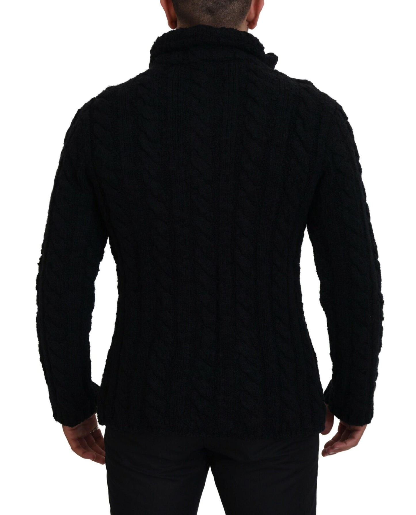 Dolce & Gabbana Black Wool Knit Button Cardigan Sweater