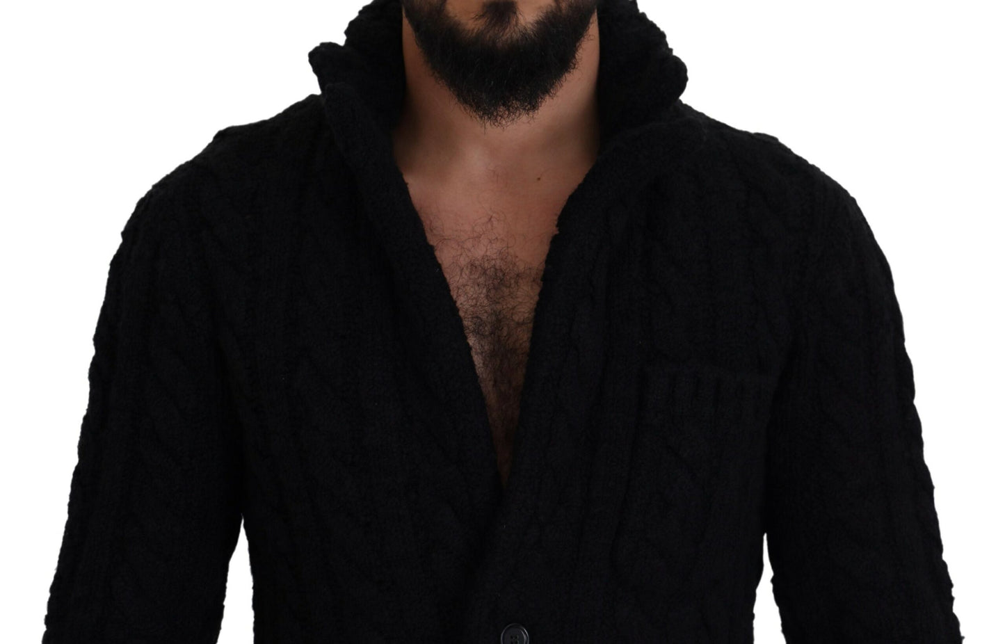 Dolce & Gabbana Black Wool Knit Button Cardigan Sweater