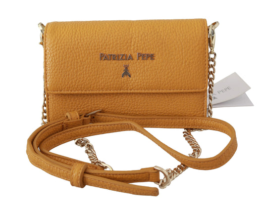 Patrizia Pepe Yellow Logo Leather Shoulder Strap Sling Bag