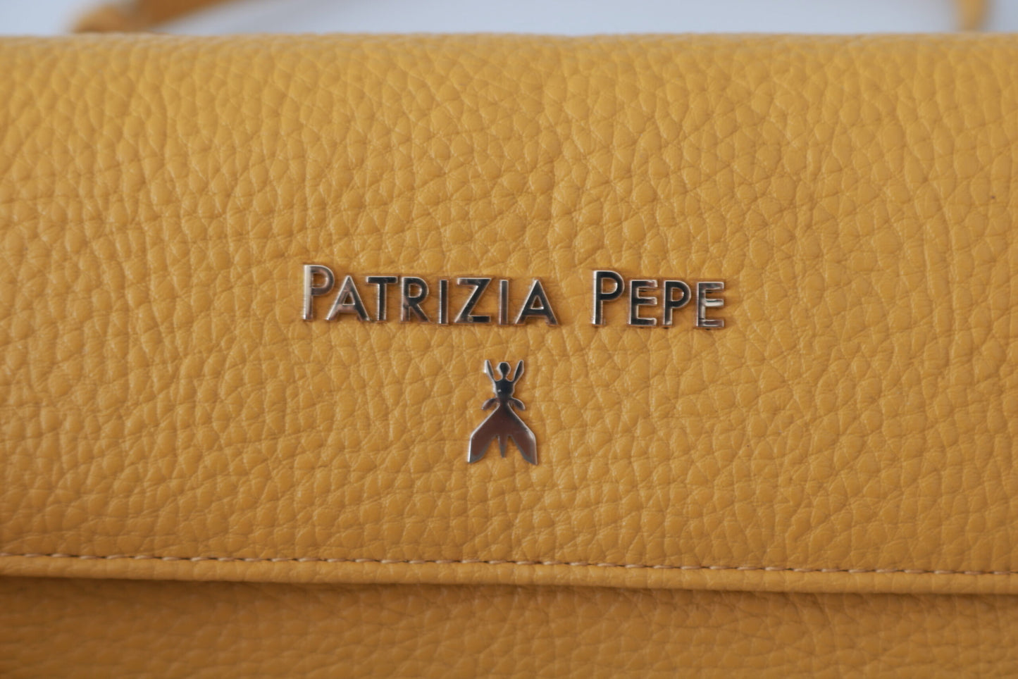 Patrizia Pepe Yellow Logo Leather Shoulder Strap Sling Bag