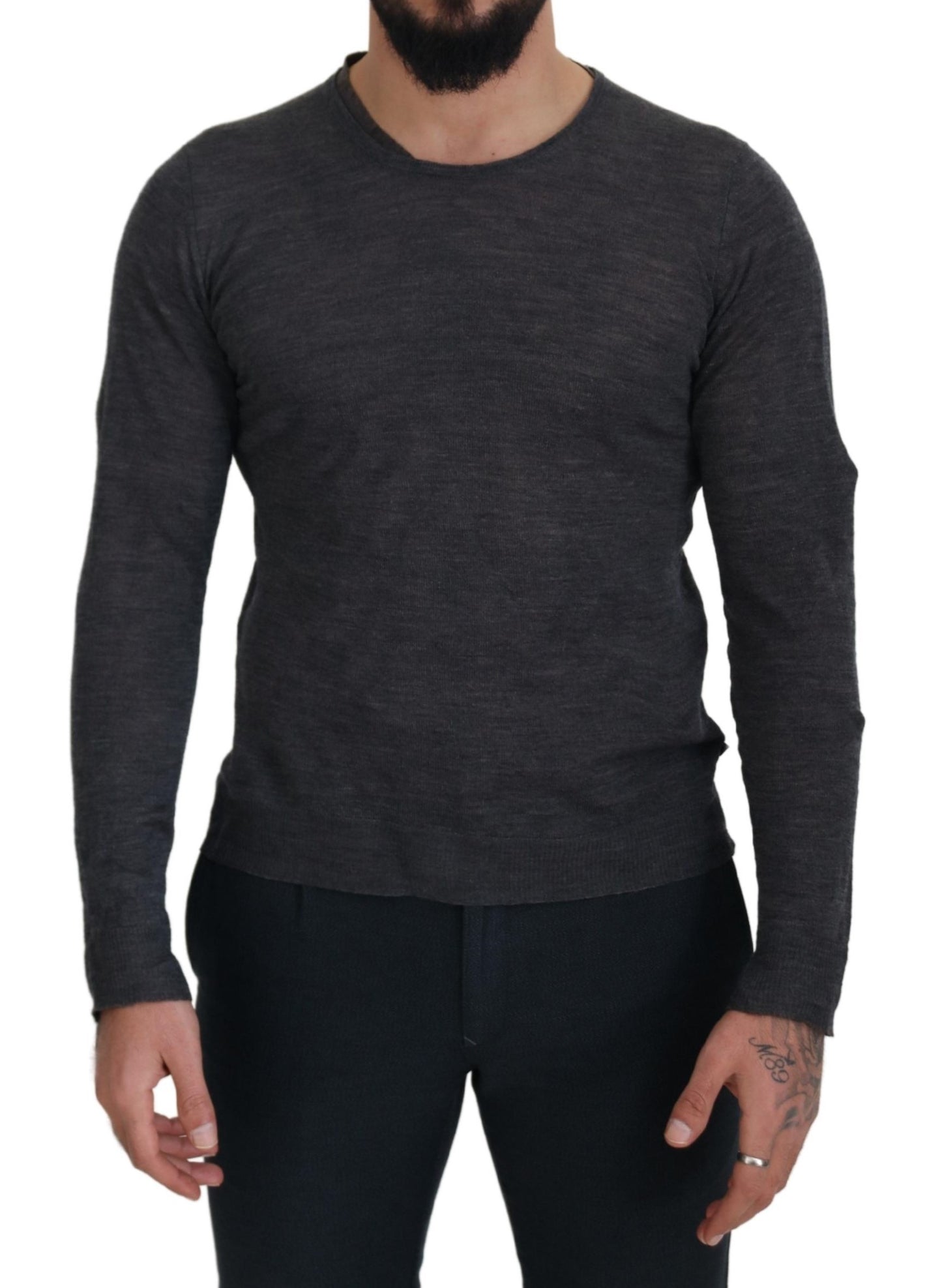 Costume National Gray Crewneck Pullover Sweater