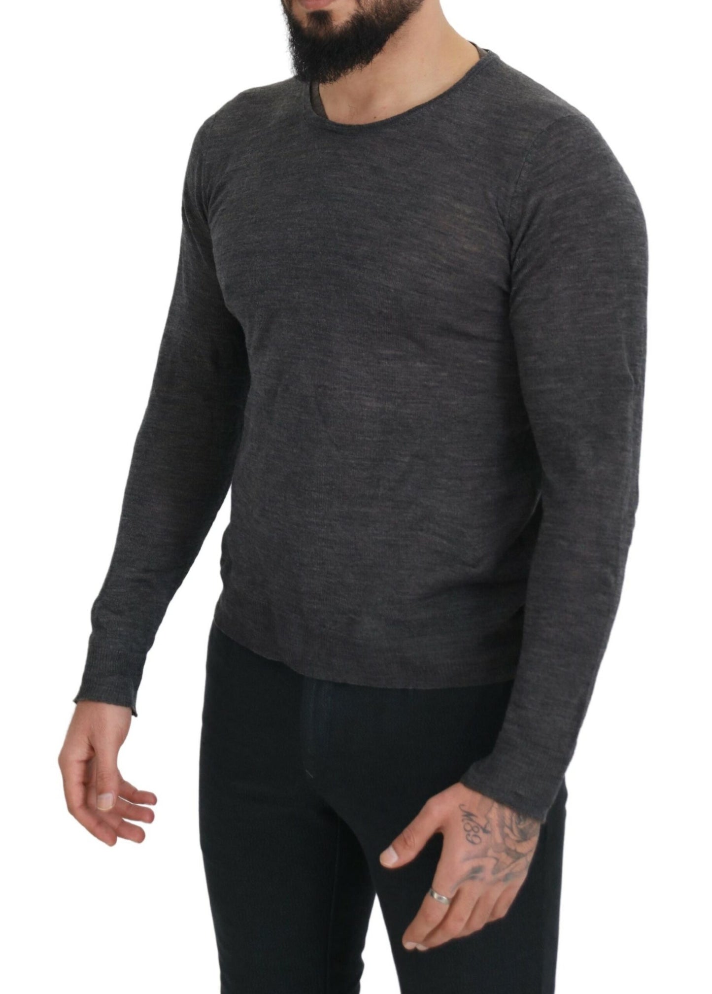 Costume National Gray Crewneck Pullover Sweater