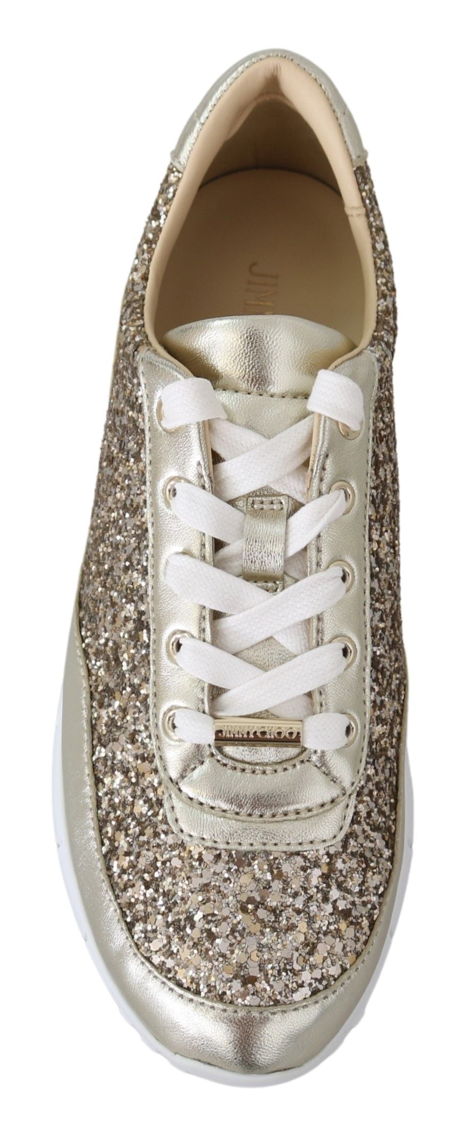 Jimmy Choo Monza Antique Gold Leather Sneakers