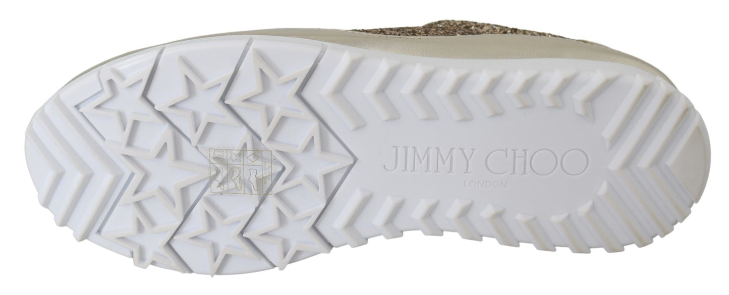 Jimmy Choo Monza Antique Gold Leather Sneakers