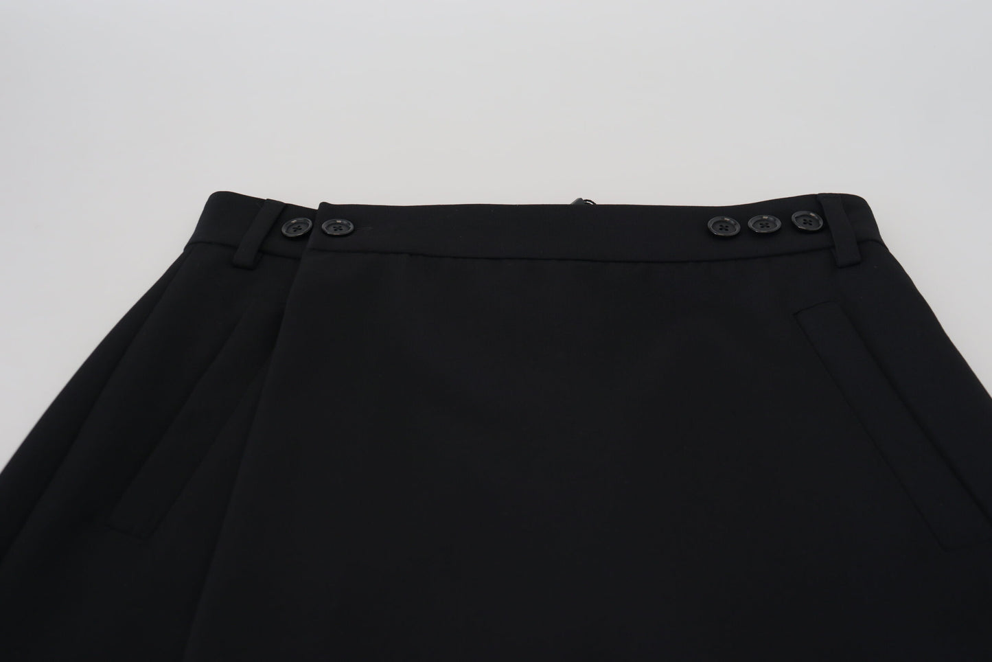 Dolce & Gabbana Black Wool A-line High Waist Mini Skirt