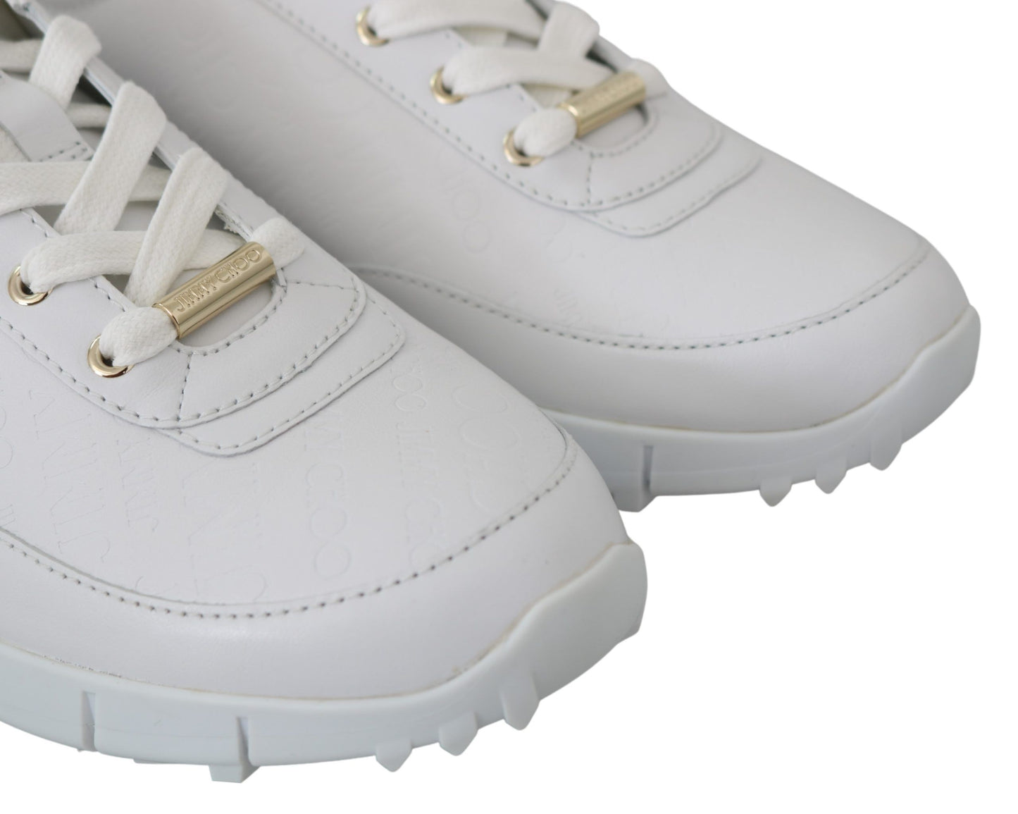 Jimmy Choo White Leather Monza Sneakers