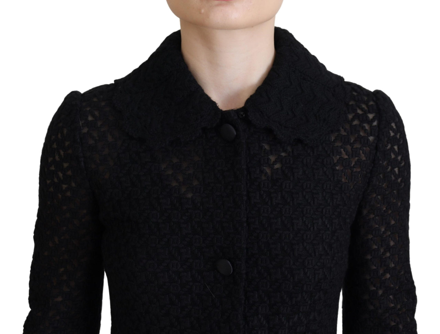 Dolce & Gabbana Black Button Down Long Blazer Cotton Jacket