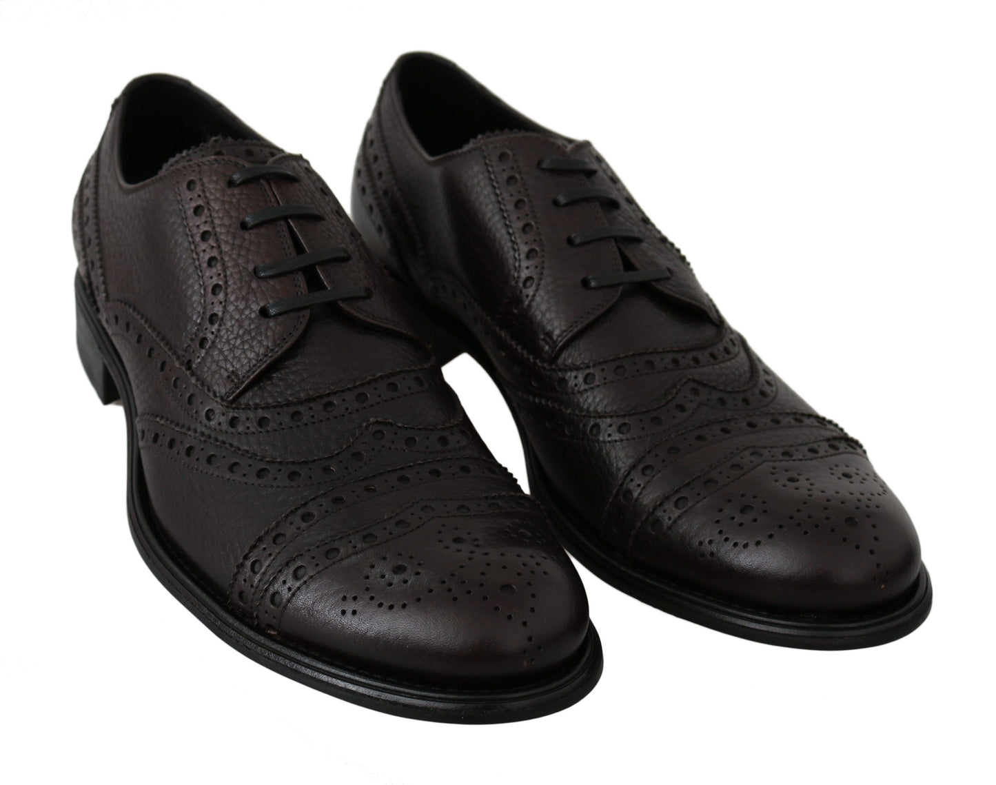 Dolce & Gabbana Brown Leather Brogue Derby Dress Shoes