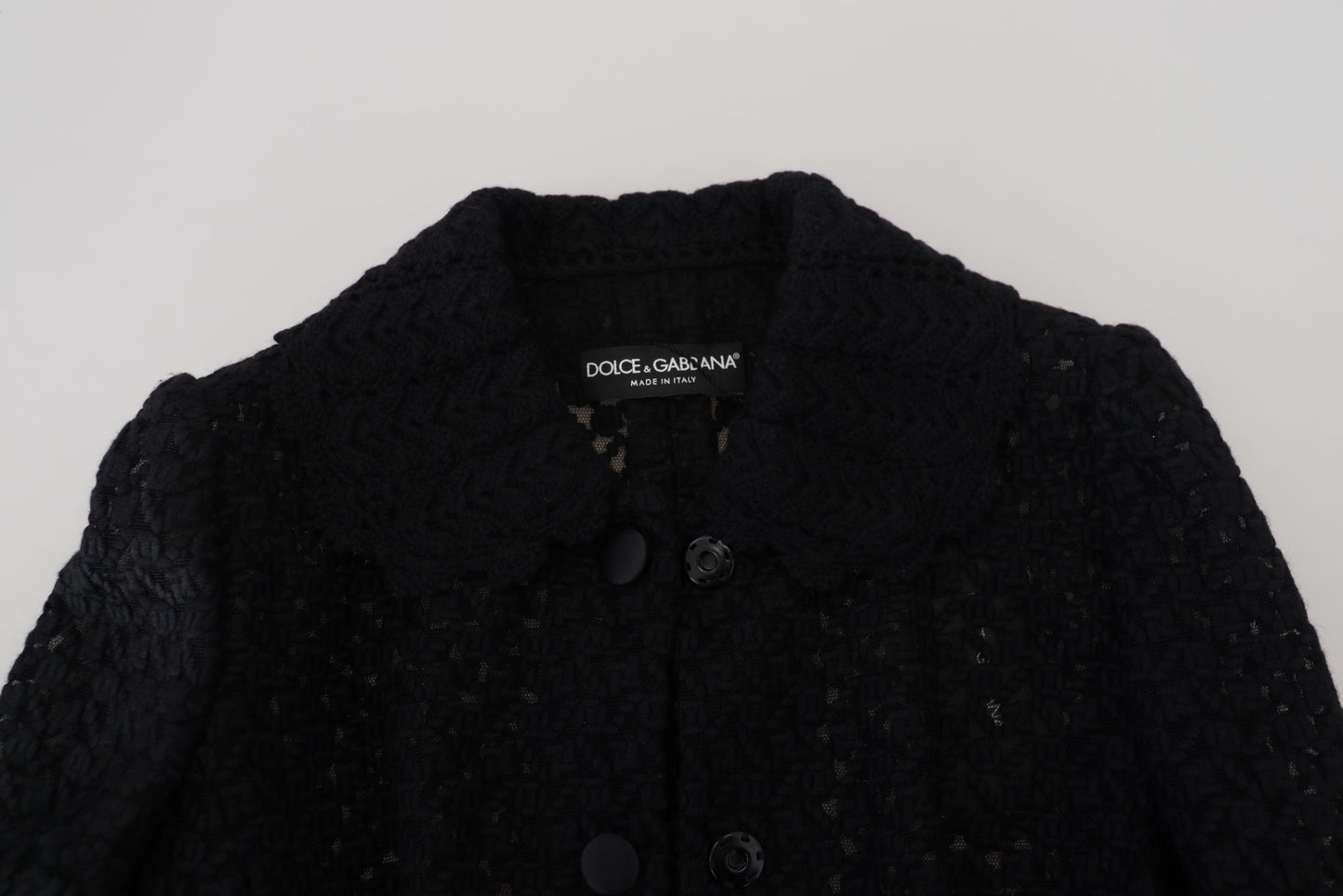 Dolce & Gabbana Black Wool Knitted Button Down Collar Jacket