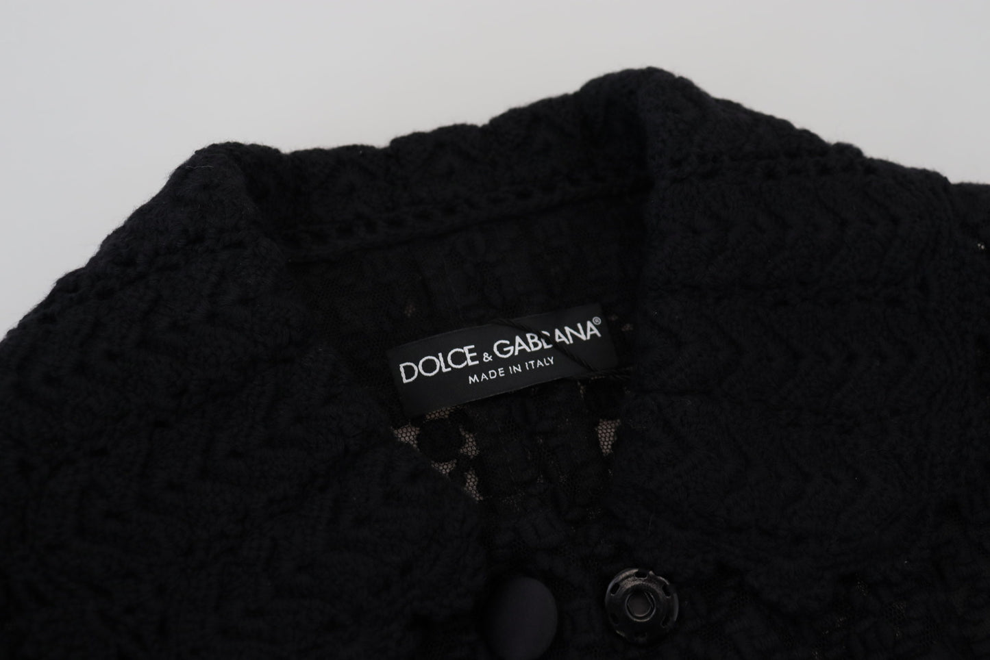 Dolce & Gabbana Black Wool Knitted Button Down Collar Jacket