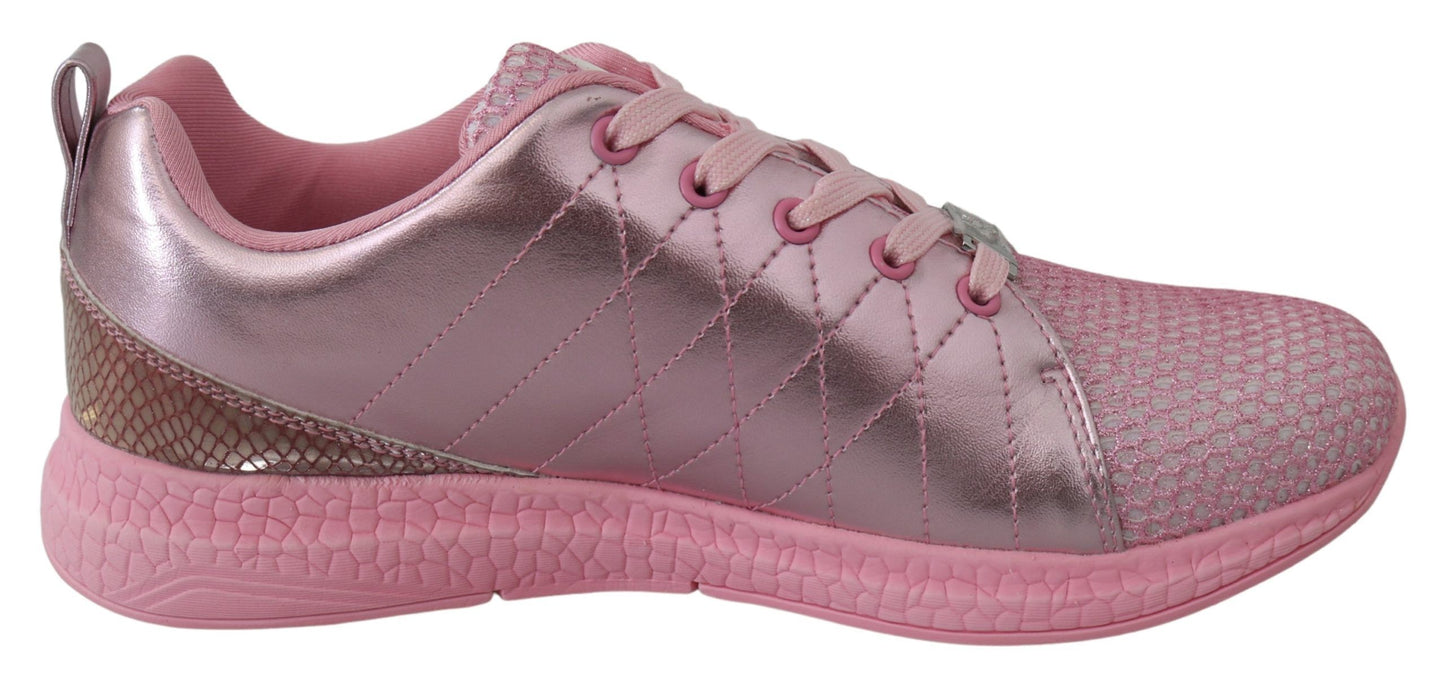 Plein Sport Pink Blush Polyester Runner Gisella Sneakers Shoes