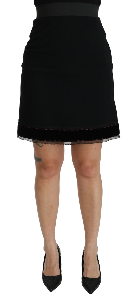 Dolce & Gabbana Black A-line High Waist Mini Viscose  Skirt