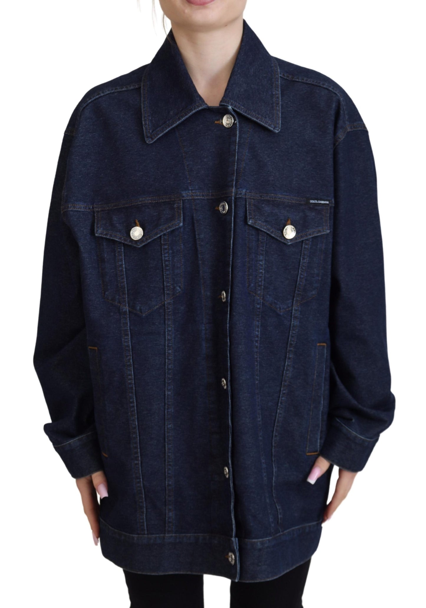 Dolce & Gabbana Blue Button Down Denim Collared Cotton Jacket