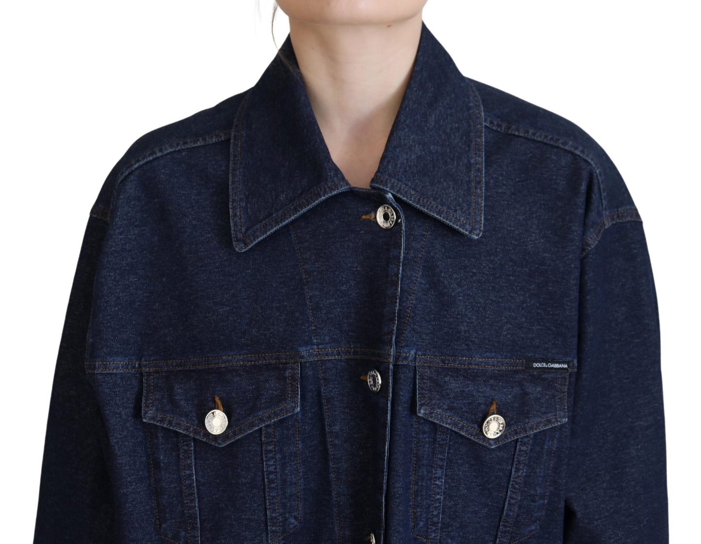 Dolce & Gabbana Blue Button Down Denim Collared Cotton Jacket