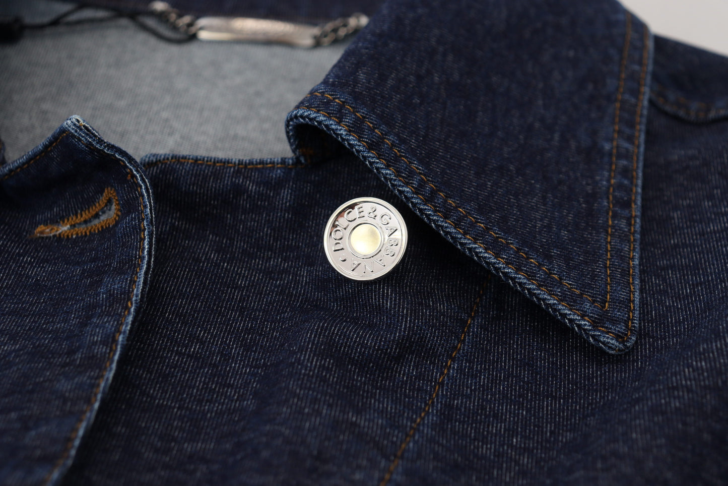 Dolce & Gabbana Blue Button Down Denim Collared Cotton Jacket