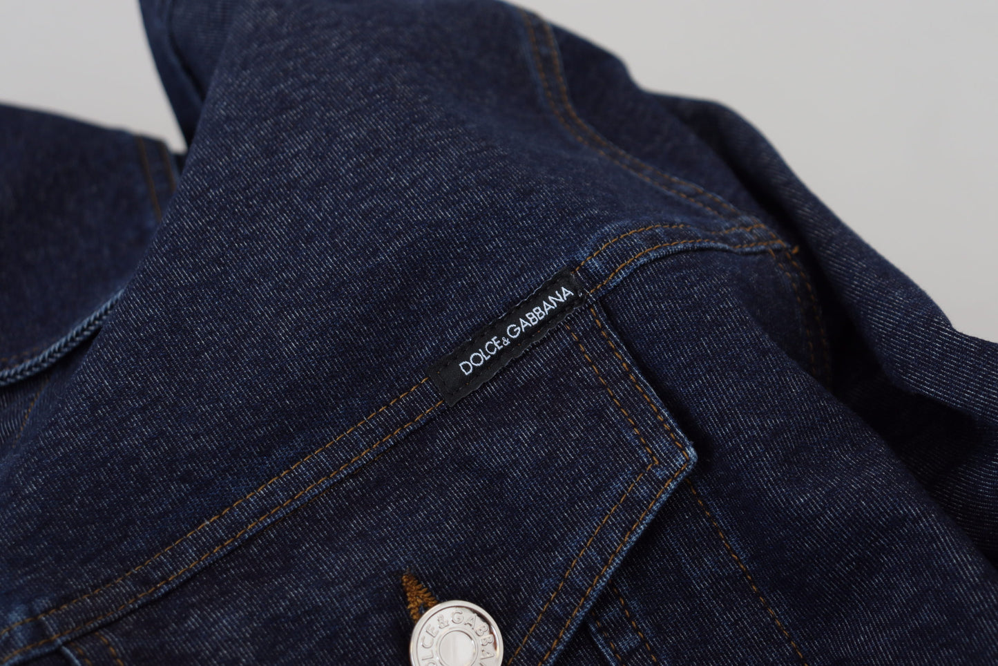 Dolce & Gabbana Blue Button Down Denim Collared Cotton Jacket