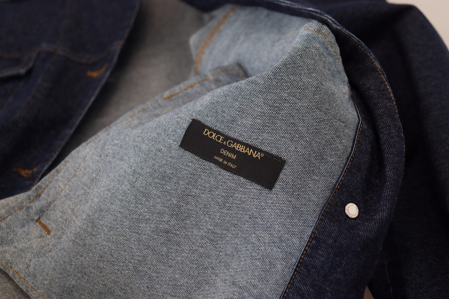 Dolce & Gabbana Blue Button Down Denim Collared Cotton Jacket