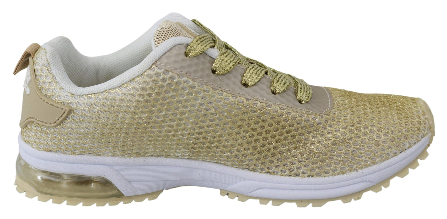 Plein Sport Gold Polyester Gretel Sneakers Shoes