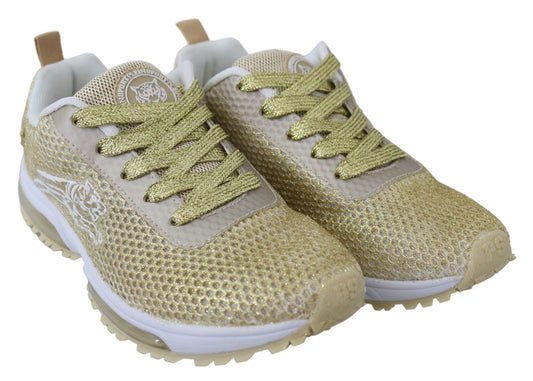 Plein Sport Gold Polyester Gretel Sneakers Shoes