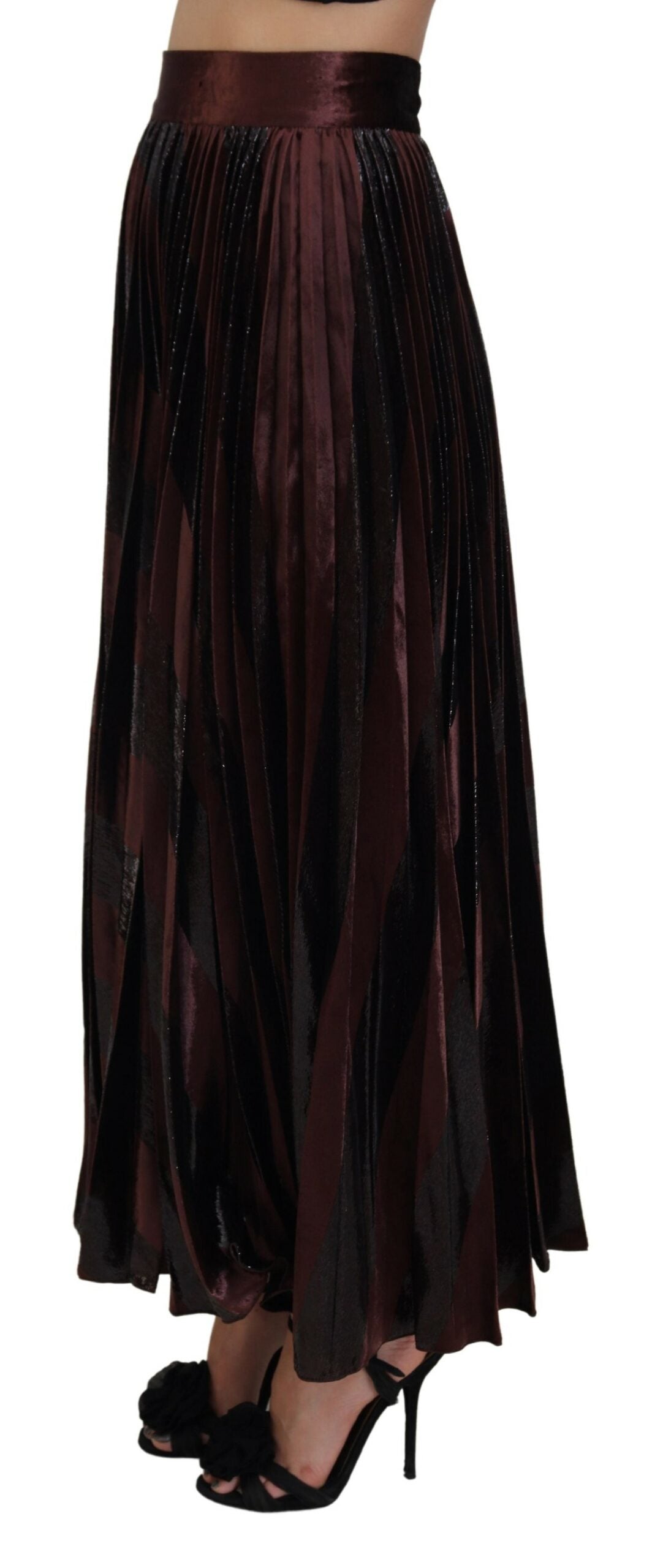 Dolce & Gabbana Brown Polyester High Waist A-line Maxi Skirt