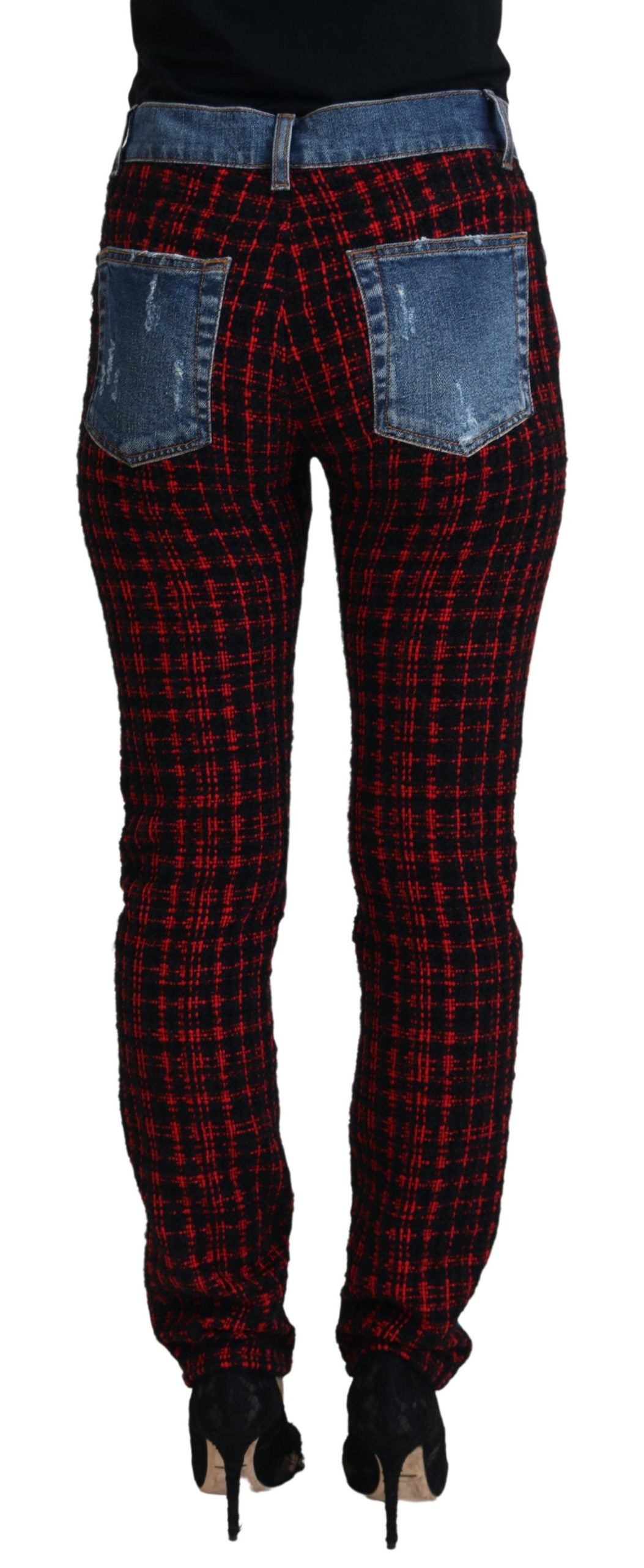 Dolce & Gabbana Blue Checkered Back Skinny Denim Jeans