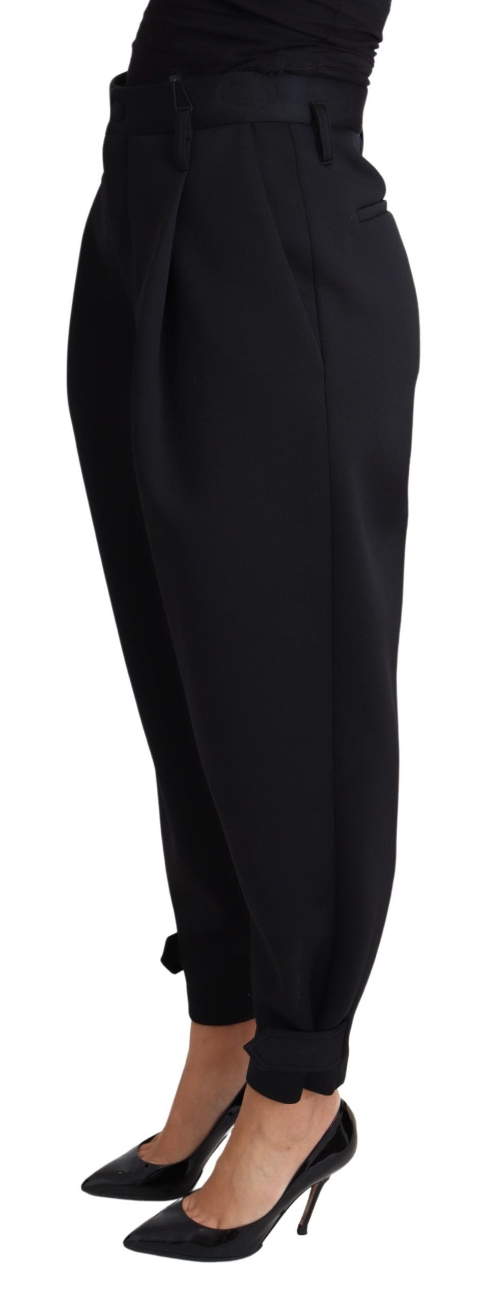 Dolce & Gabbana Black Cropped Dress High Waist Polyester Pants