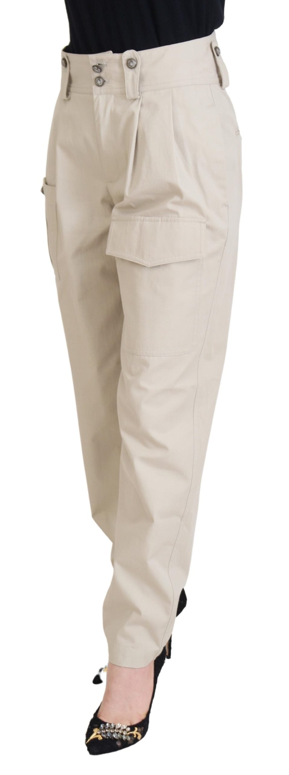 Dolce & Gabbana Beige High Waist Women Pants