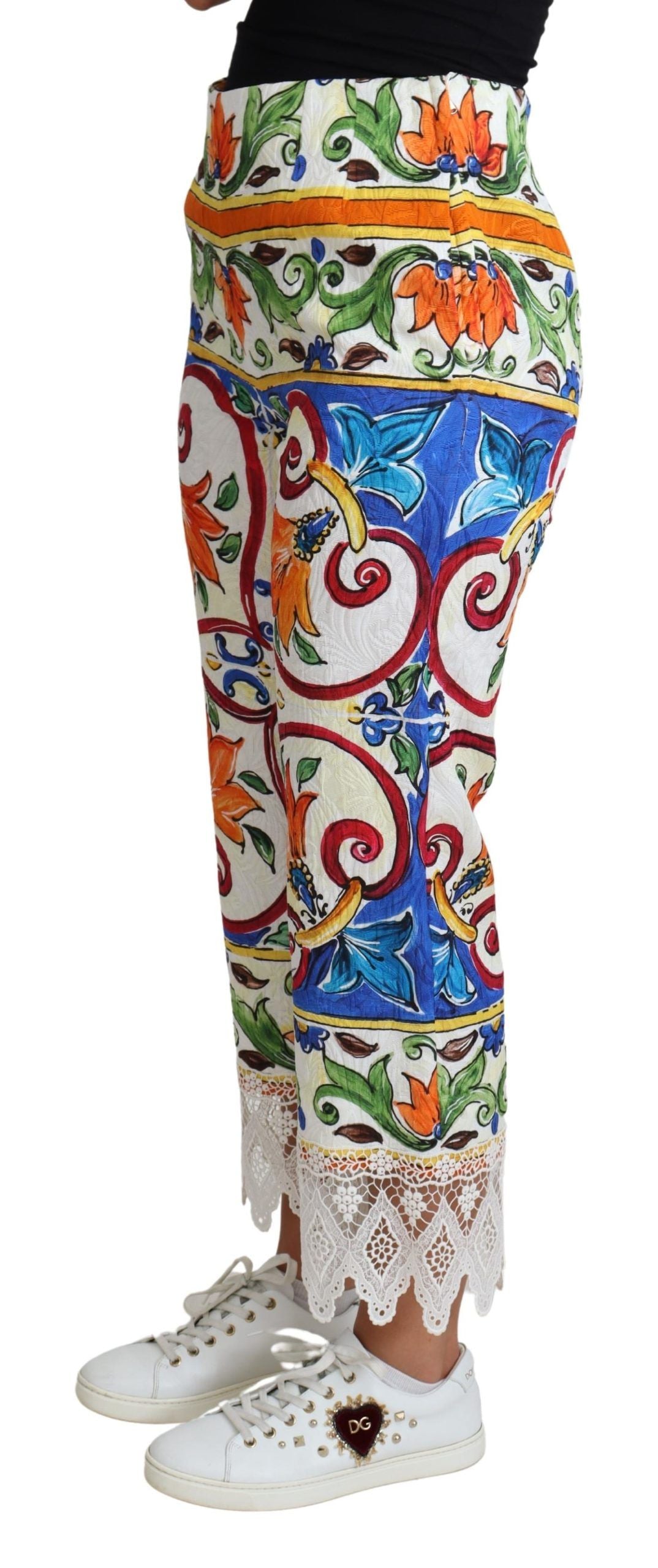 Dolce & Gabbana Multicolor Majolica Print Trouser  Cotton Pants