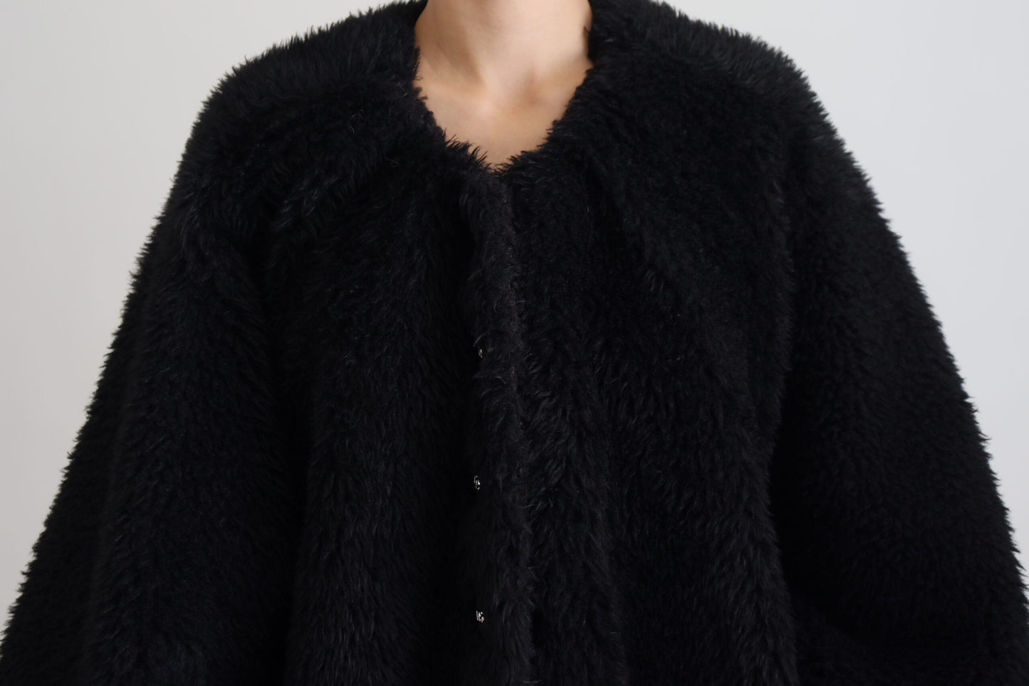 Dolce & Gabbana Black Cashmere Blend Faux Fur Coat Jacket