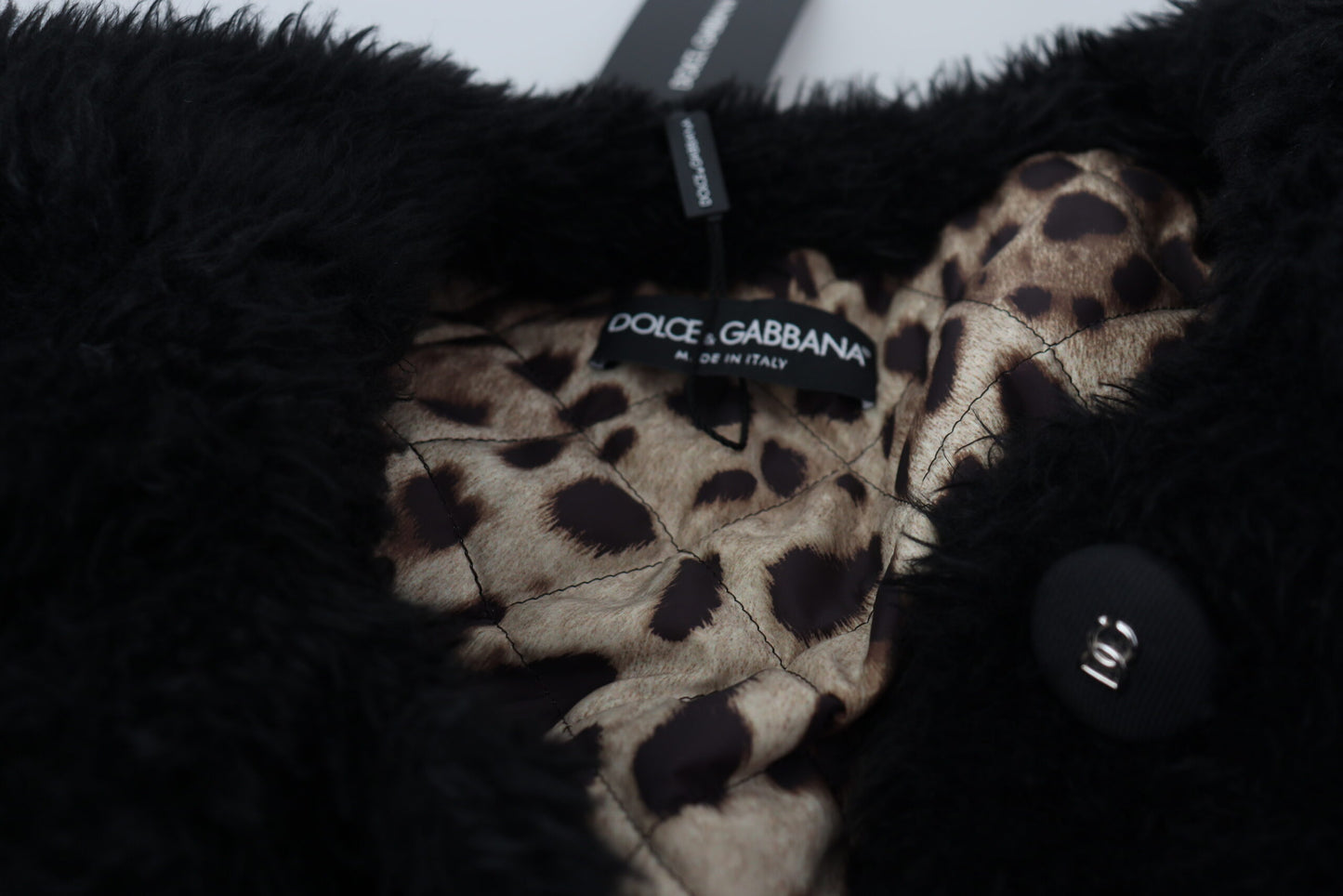 Dolce & Gabbana Black Cashmere Blend Faux Fur Coat Jacket