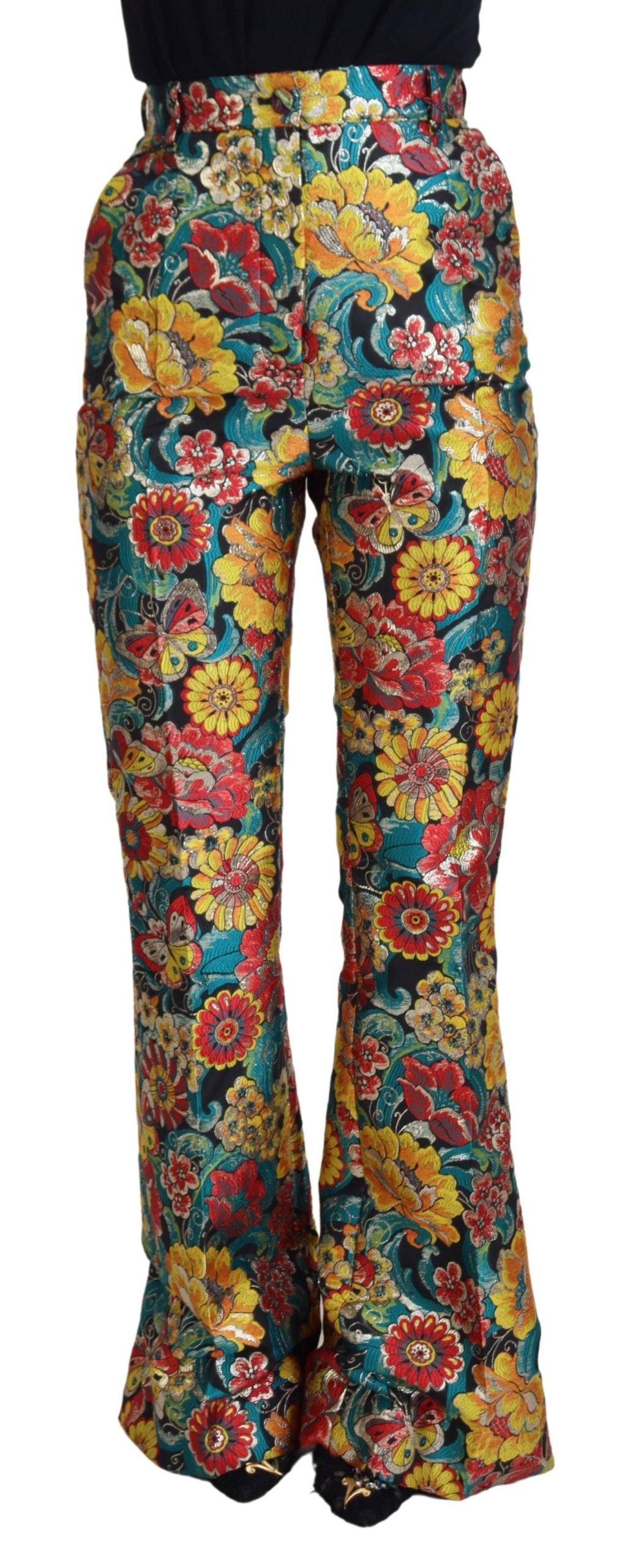 Dolce & Gabbana Multicolor Floral Women Flared Pants