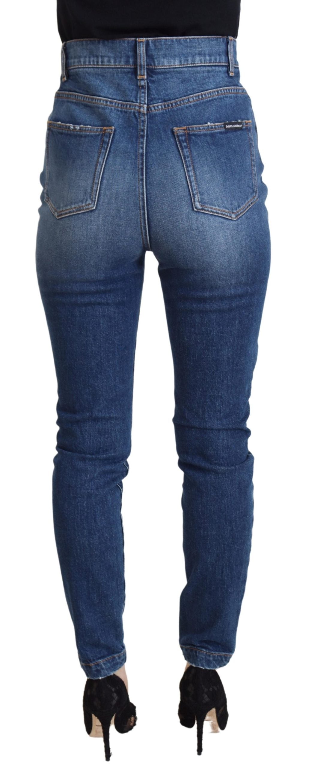 Dolce & Gabbana Blue Cotton High Waist Skinny Denim Jeans