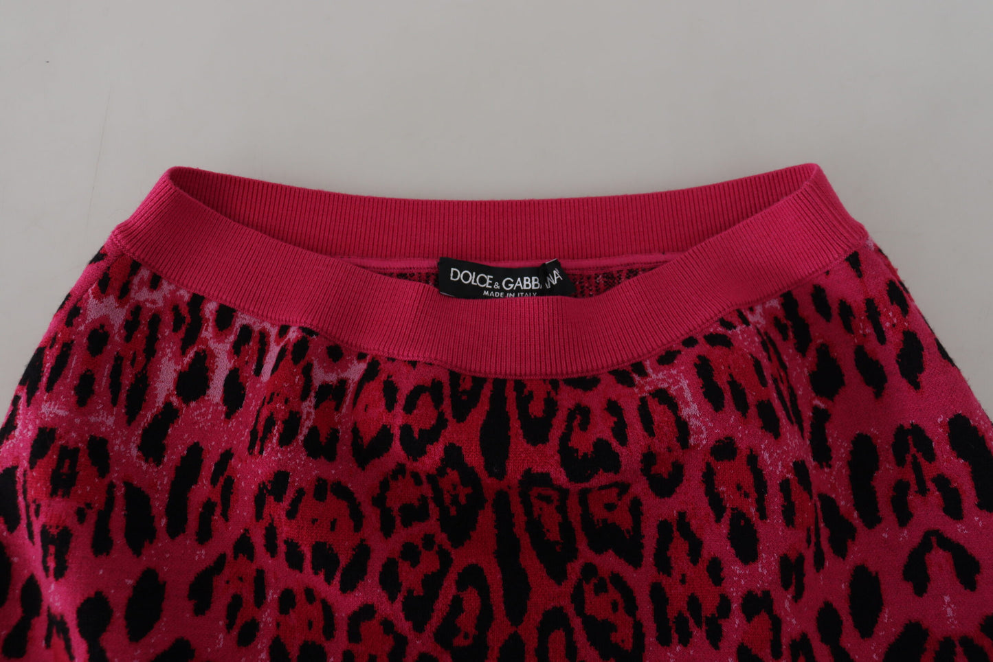 Dolce & Gabbana Pink Leopard High Waist A-line Mini Skirt