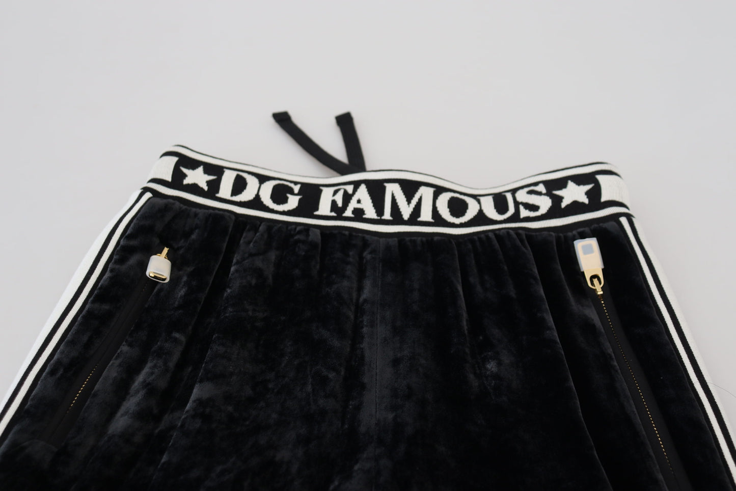 Dolce & Gabbana Black DG Logo Velvet Trouser Pants