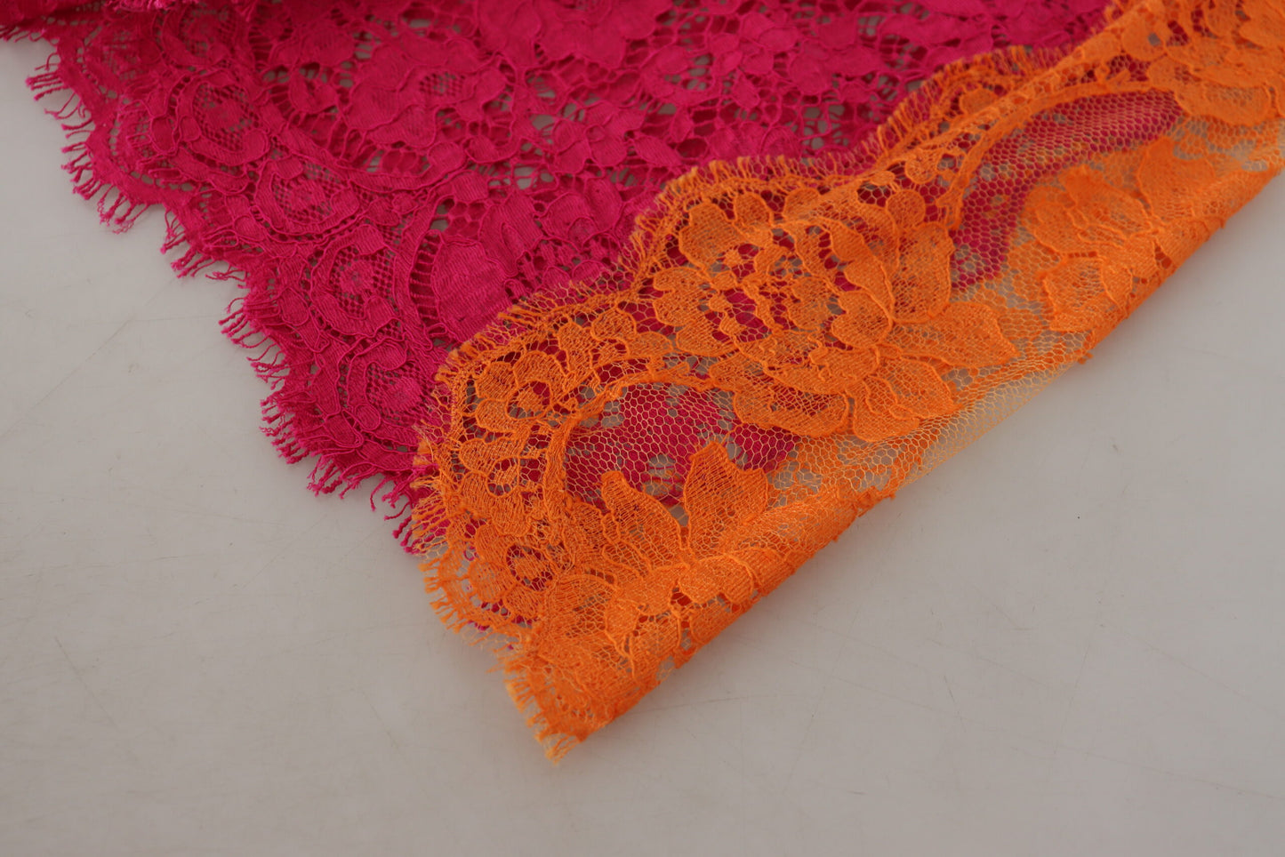 Dolce & Gabbana Pink Orange Lace Cotton High Waist Shorts