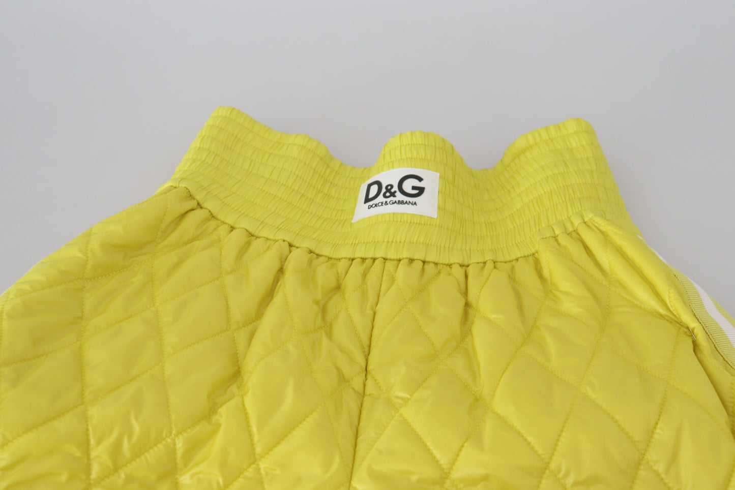 Dolce & Gabbana Yellow Nylon Quilted High Waist Bermuda Shorts