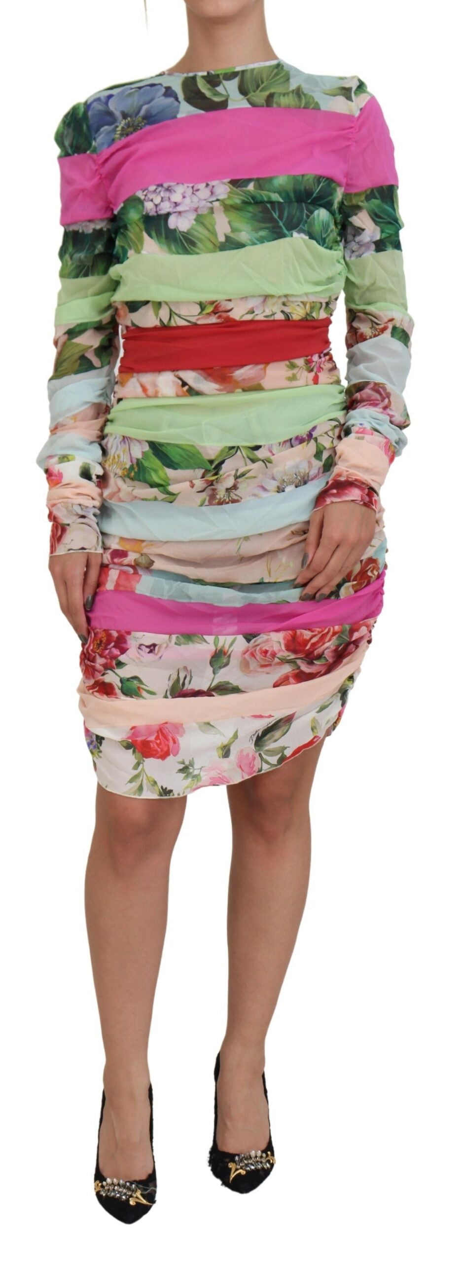 Dolce & Gabbana Multicolor Silk Floral Bodycon Sheath Dress